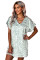 Green V-Neck Half Sleeve Leopard Casual T Shirt Dress with Pockets
