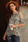 Beige Cheetah Print Cold Shoulder Top