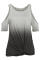 Gray Gradient Cold Shoulder Knot Twisted T-Shirt