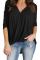 Black Wrap Hi-lo Hem Blouse