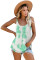 Green Tie Dye Print Knit Tank Top