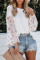 White Blossom Contrast Swiss Dot Knit Top