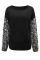 Black Blossom Contrast Swiss Dot Knit Top