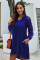 Blue Lace Long Sleeves Shift Above Knee Dress