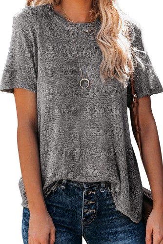 Gray Short Sleeve Knit Top