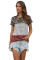 Rusty Block Striped and Leopard Short Sleeve Tee