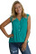 Green V-Neck Front Irregular Twist Hem Tank Top