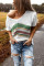 White Stripes Knit T-shirt with Slits