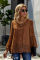 Brown Lantern Sleeve Lace Up Blouse