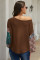 Brown Floral Sleeve Pullover Top