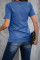Blue Cotton Blend Tiger Tee