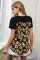 Yellow Printed Splicing T-Shirt