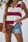 Red Striped V-Neck Knit Tank