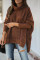 Brown Turtleneck Bat Sleeve Side Slit Tunic Top