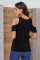 Black Twist Front Cold Shoulder Tee
