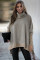 Khaki Turtleneck Bat Sleeve Side Slit Tunic Top