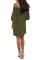 Green Off Shoulder Ruffled Sleeve Shift Dress