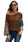 Brown Floral Sleeve Pullover Top