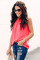 Red Ruffle Trim Neckline Tank Top