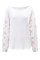 White Blossom Contrast Swiss Dot Knit Top