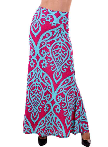 Blue Tendril Printed Rosy Maxi Skirt