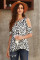 White Leopard Print Cold Shoulder Top