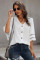 White Flare Sleeve V Neck Button Down Blouse