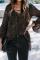 Black Lantern Sleeve Lace Up Blouse