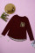 Burgundy Leopard Patch Pocket Long Sleeve Top