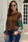 Brown Floral Sleeve Pullover Top
