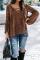 Brown Lantern Sleeve Lace Up Blouse
