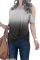 Gray Gradient Cold Shoulder Knot Twisted T-Shirt