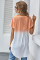 Orange White Ombre Color Block Casual Summer Shirt