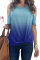 Blue Gradient Cold Shoulder Knot Twisted T-Shirt