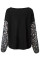 Black Blossom Contrast Swiss Dot Knit Top