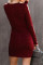 Red Long Sleeve Wrap Hem Mini Dress