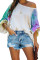 Beige Contrast Tie Dye Thermal Knit Top