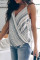 Gray Striped Drape Tank