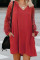 Red Lace Long Sleeves Shift Above Knee Dress