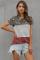 Rusty Block Striped and Leopard Short Sleeve Tee
