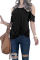 Black Twist Front Cold Shoulder Tee