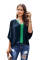 Blue Fashion Contrast Color V Neck Blouse