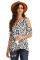 White Leopard Print Cold Shoulder Top