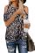 Black Brown Leopard Print Cold Shoulder Top