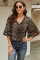 Leopard 3/4 Flared Sleeve Blouse