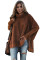 Brown Turtleneck Bat Sleeve Side Slit Tunic Top