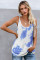 Sky Blue Tie Dye Print Knit Tank Top