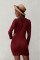 Red Long Sleeve Wrap Hem Mini Dress