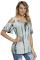 Mint Tie Dye Print Crisscross Cold Shoulder Top