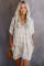 V-Neck Half Sleeve Leopard Casual T Shirt Dress with Pockets